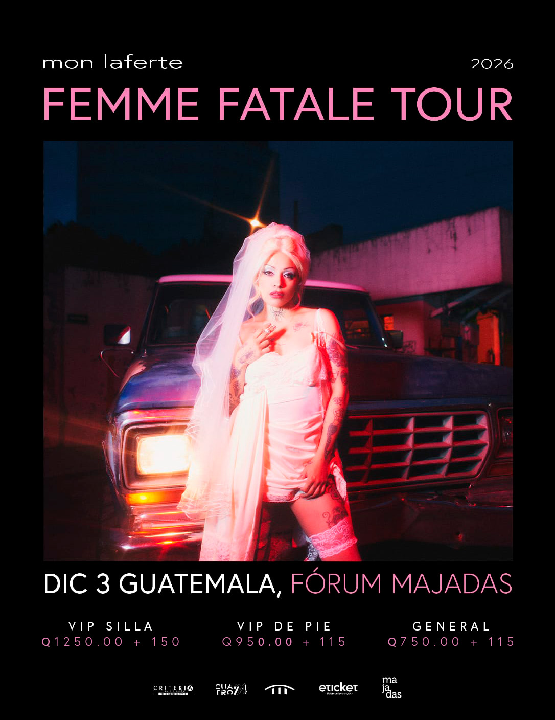 Mon Laferte regresa a Guatemala        con su “Femme Fatale Tour 2026”